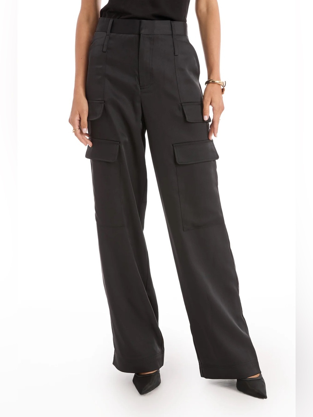 NWOT The Noli Shop MILAN SATIN CARGO PANT - BLACK